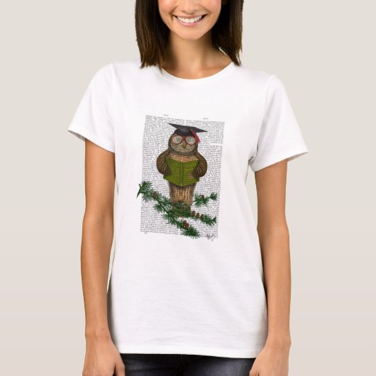 Owl die op Tak lezen T-shirt (Voorkant)