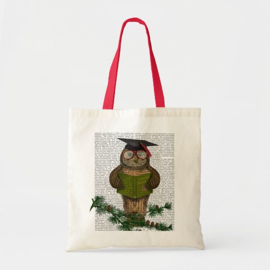Owl die op Tak lezen Tote Bag (Voorkant)