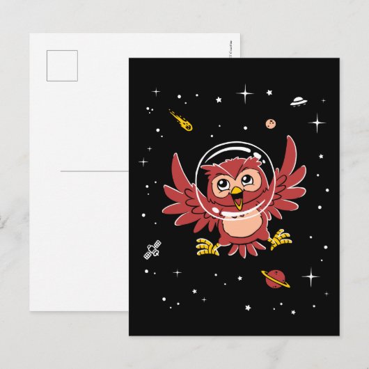 Owl dieren in de ruimte briefkaart (Voorkant / Achterkant)
