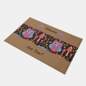 Owl Doormat gemengd met oorsteenkleuren Deurmat (Schuin)