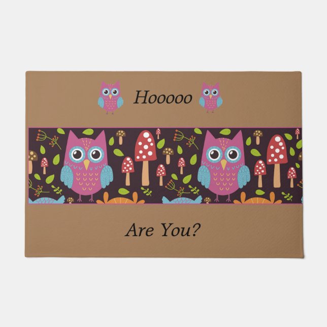 Owl Doormat gemengd met oorsteenkleuren Deurmat (Voorkant)
