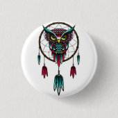 Owl dreamcatcher. ronde button 3,2 cm (Voorkant)