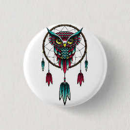 Owl dreamcatcher. ronde button 3,2 cm