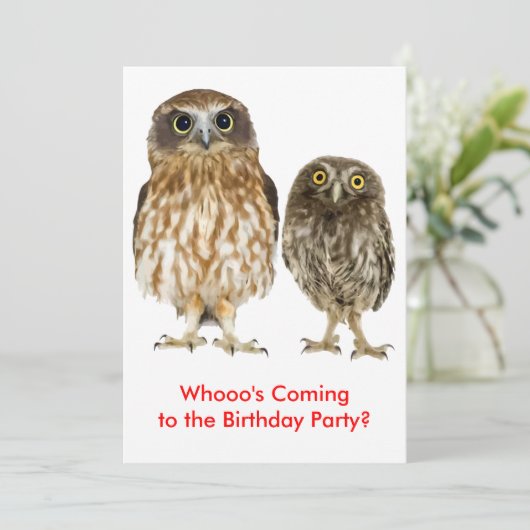 Owl Duo Biirthday Party Kaart (Staand voorkant)