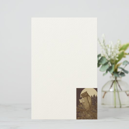Owl Een boek lezen door Moonlight Briefpapier (Staand voorkant)