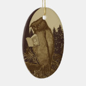 Owl Een boek lezen door Moonlight Keramisch Ornament (Rechts)