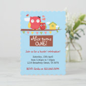 Owl eerste verjaardagsuitnodiging kaart (Staand voorkant)