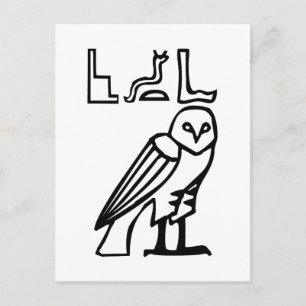 Owl, Egyptische hiërogliefen Briefkaart