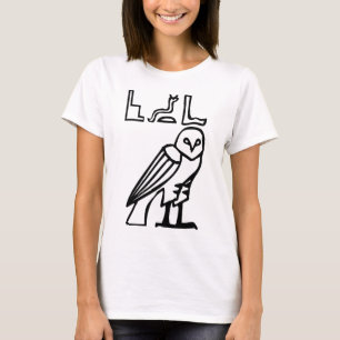Owl, Egyptische hiërogliefen T-shirt