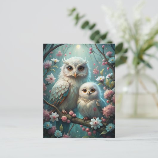 Owl en Baby Briefkaart (Staand voorkant)