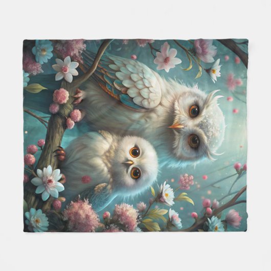 Owl en Baby Fleece Deken (Voorkant (Horizontaal))
