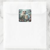 Owl en Baby Vierkante Sticker (Tas)