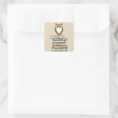 Owl en boeken Gepersonaliseerd Boek behoort tot Vierkante Sticker (Tas)