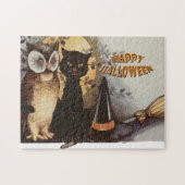 Owl en Cat Halloween Legpuzzel (Horizontaal)