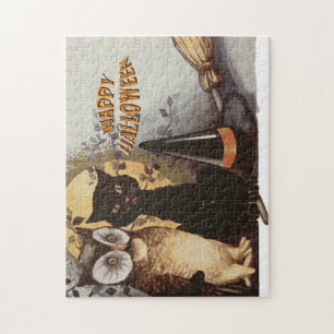 Owl en Cat Halloween Legpuzzel