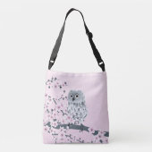 Owl en Cherry Blossom Pink Grey Kinder Crossbody Tas (Achterkant)