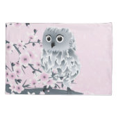 Owl en Cherry Blossom Pink Grey Kussensloop (Achterkant)