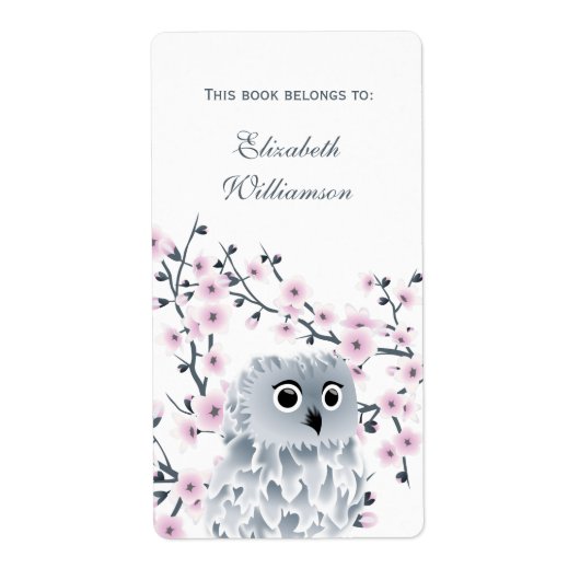 Owl en Cherry Blossom roze Dit boek behoort tot Etiket (Voorkant)