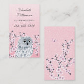 Owl- en Cherry Blossom Roze oproep tot afspelen Visitekaartje (Voorkant / Achterkant)