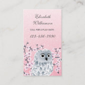 Owl- en Cherry Blossom Roze oproep tot afspelen Visitekaartje (Voorkant)