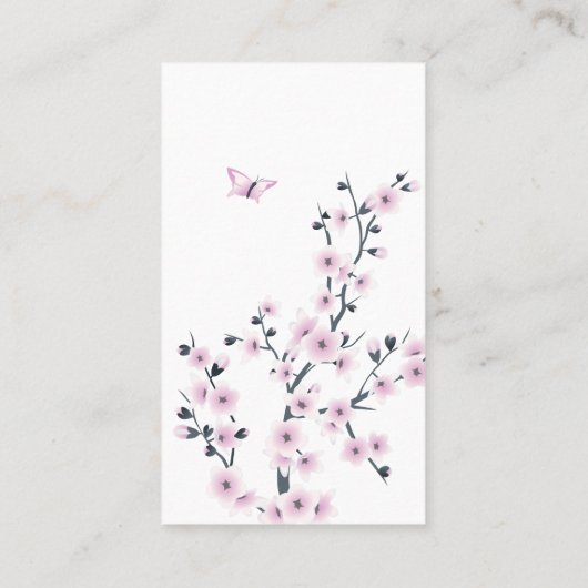 Owl- en Cherry Blossom Roze oproep tot afspelen Visitekaartje (Achterkant)