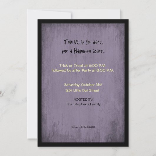 Owl en Creepy Gnarled Tree for Halloween Kaart (Achterkant)