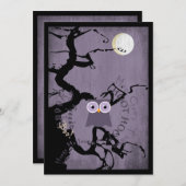 Owl en Creepy Gnarled Tree for Halloween Kaart (Voorkant / Achterkant)