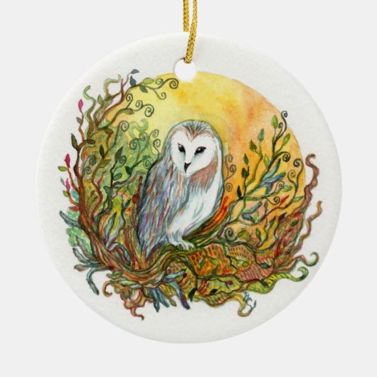 Owl en de maan keramisch ornament (Voorkant)