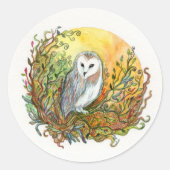 Owl en de maan ronde sticker (Voorkant)
