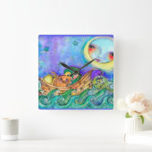 Owl en de Pussycat Collector Clock Vierkante Klok (Huis)