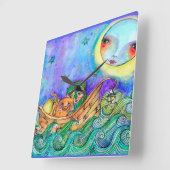 Owl en de Pussycat Collector Clock Vierkante Klok (Hoek)