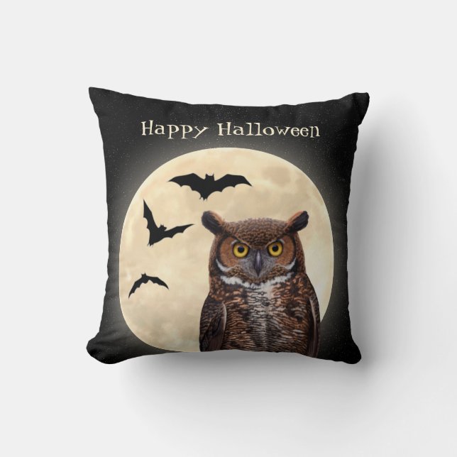 Owl en de volledige maan kussen (Voorkant)