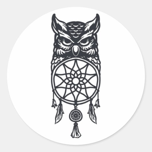 Owl en droomvanger ronde sticker (Voorkant)