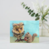 Owl en eekhoorn briefkaart (Staand voorkant)