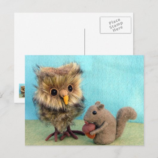 Owl en eekhoorn briefkaart (Voorkant / Achterkant)