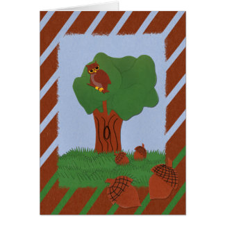 Owl en eik Tree Whimsical Cartoon Art