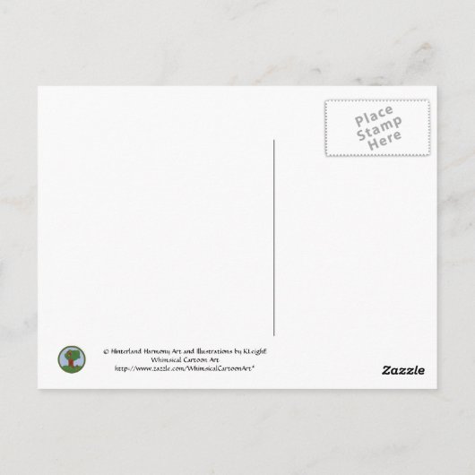 Owl en eik Tree Whimsical Cartoon Art Briefkaart (Achterkant)