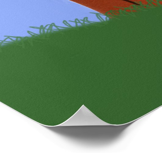 Owl en eik Tree Whimsical Cartoon Art Poster (Hoek)