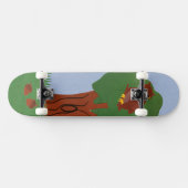 Owl en eik Tree Whimsical Cartoon Art Skateboard (Horizontaal)