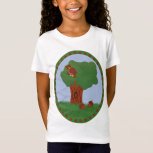 Owl en eik Tree Whimsical Cartoon Art T-shirt