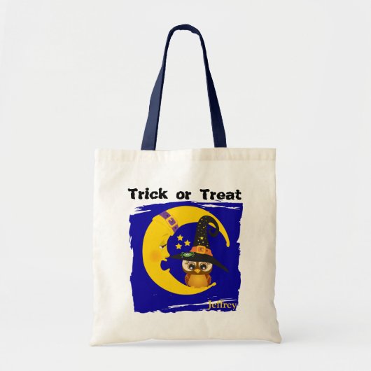 Owl en Moon Halloween Trick or treat Tote Bag (Voorkant)