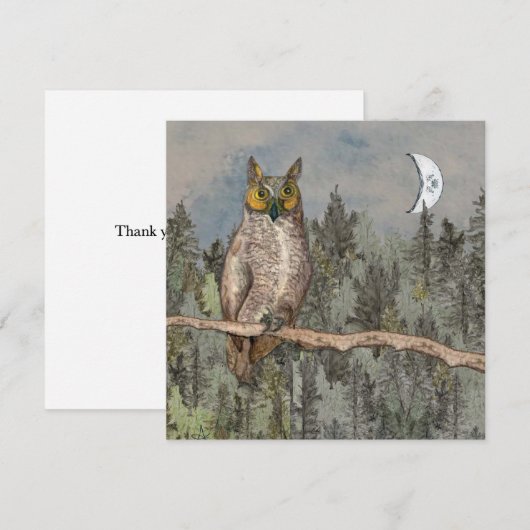 Owl en Moon Wisdom Hartelijk dank Bedankkaart (Voorkant / Achterkant)