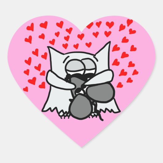 Owl en muis Hugging Sticker (Voorkant)