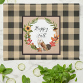 Owl en natuur met aanpasbare tekst theedoek (Gevouwen)