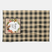 Owl en natuur met aanpasbare tekst theedoek (Horizontaal)