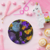 Owl en pansies papieren bordje (Feest)