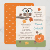 Owl en Pompoen Baby Shower-uitvindingen Kaart (Voorkant / Achterkant)