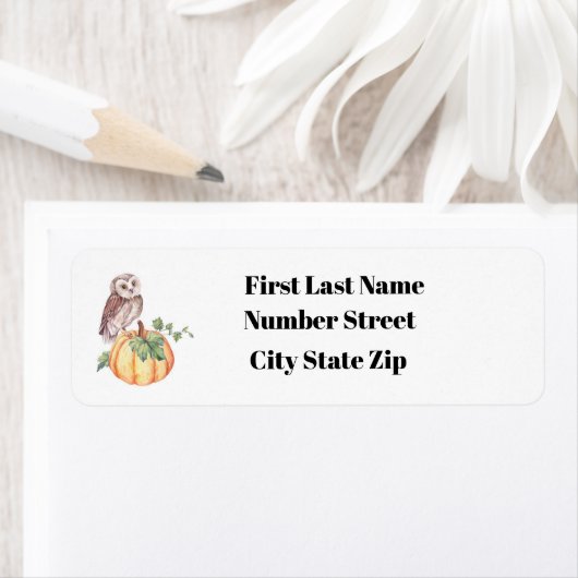 Owl en pompoenadres Etiket (Insitu)