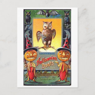 Owl en Pumpkin Corn Halloween Don'ts Briefkaart