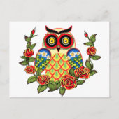 Owl en Rozen Mexicaanse stijl Briefkaart (Voorkant)